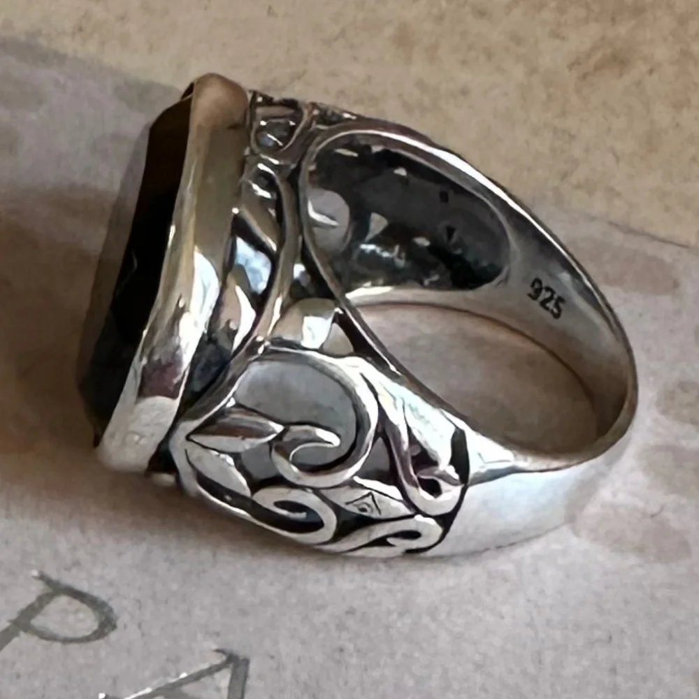 Silpada .925 Sterling Silver/Chalcedony Smoky Swirl Ring Size 7 R2045. - Picture 3 of 7